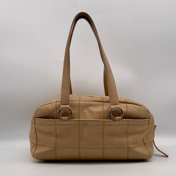 Chanel Beige Square Quilted Caviar Leather LAX Bowler Bag - Picture 2 of 13